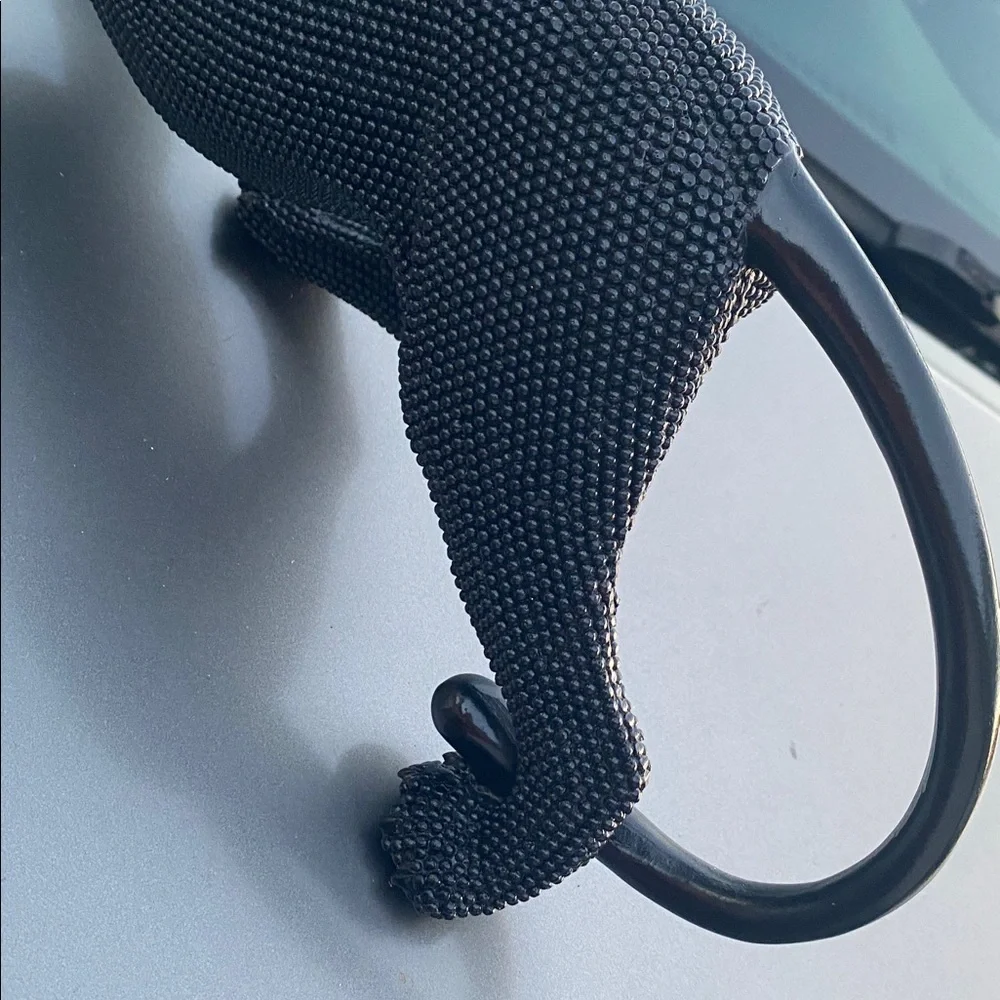 Stretching Panther Black Resin Sculpture With Bead Texture 15